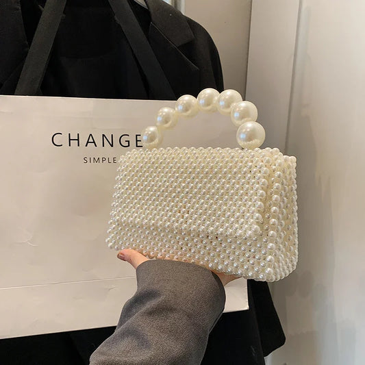 Mala de Ombro com Corrente de Pérolas, Estilo Elegante