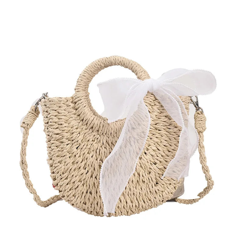Bolsas de Palha Femininos Verão Feito à Mão Bolsa de Vime