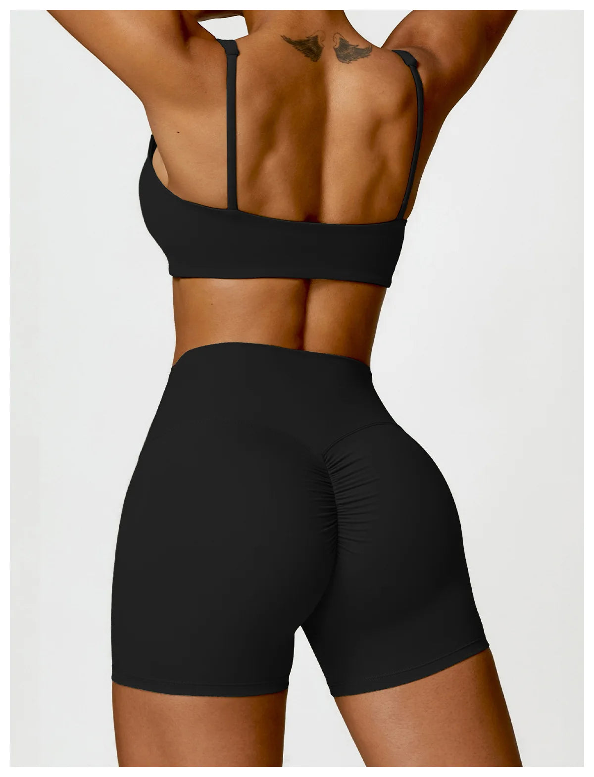 Fato de Treino  2 Peças com Leggings de Ginásio, Top Curto de Manga Comprida