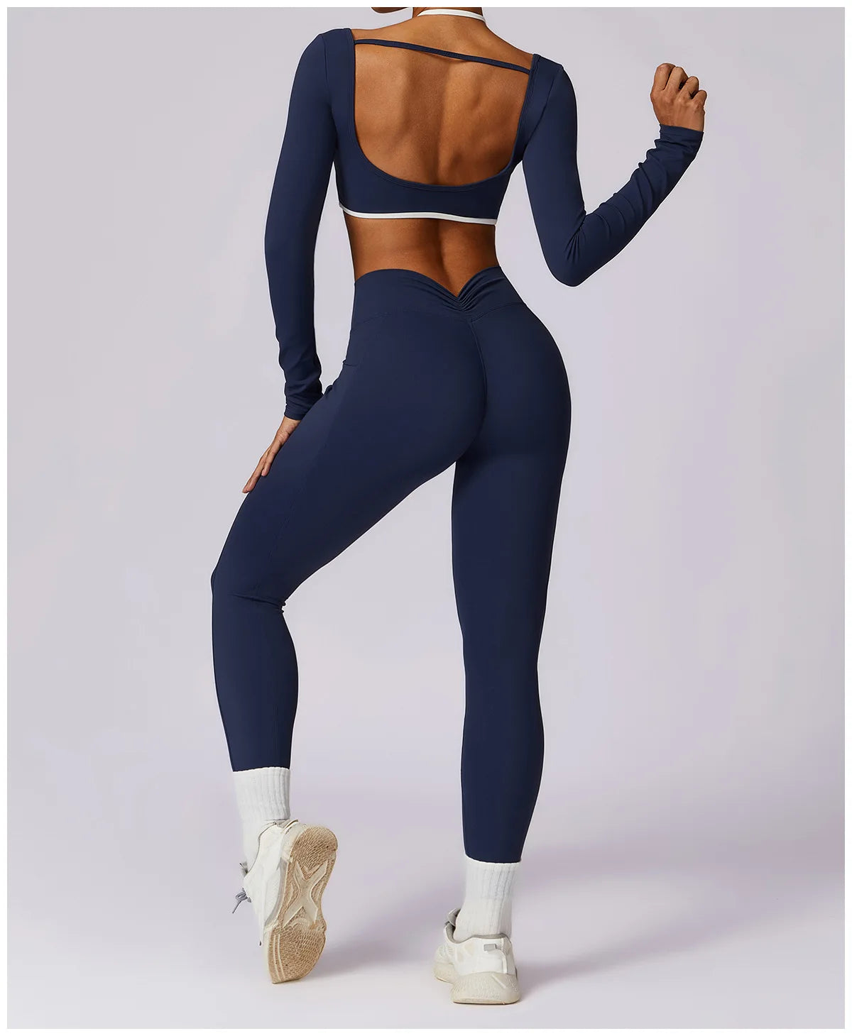 Conjunto de 2 Peças para Ginásio, Sem Costas, com Leggings de Corrida, Top de Fitness