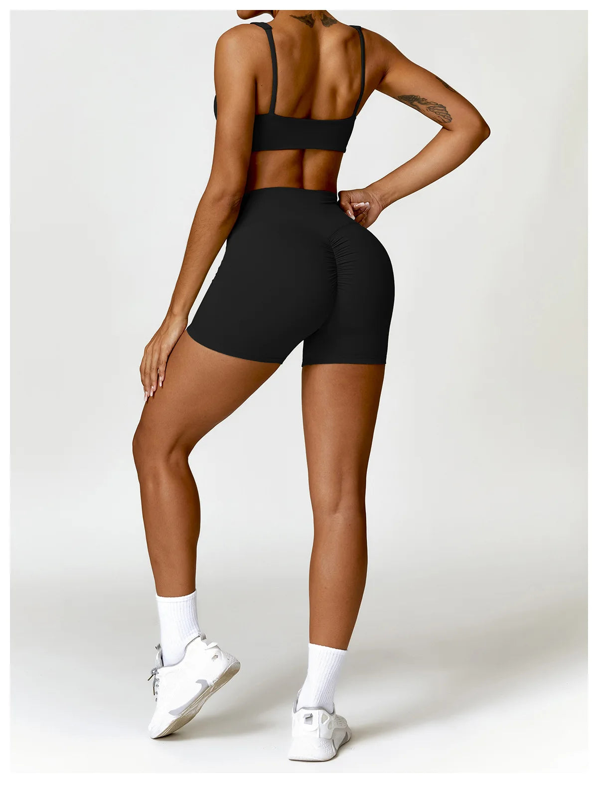 Fato de Treino  2 Peças com Leggings de Ginásio, Top Curto de Manga Comprida