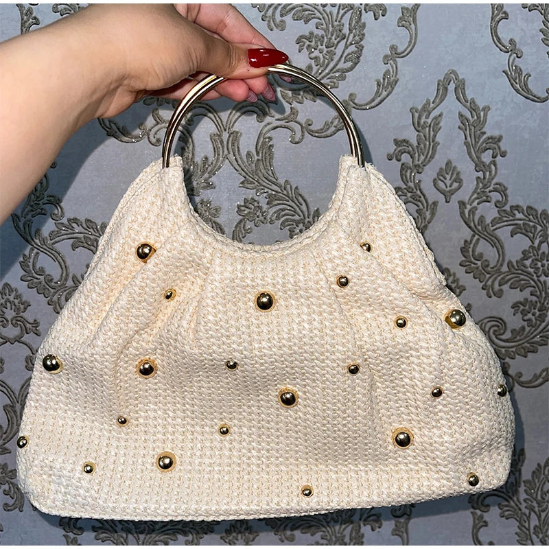 Mala em Palha, com Missangas Elegante e Asa Redonda