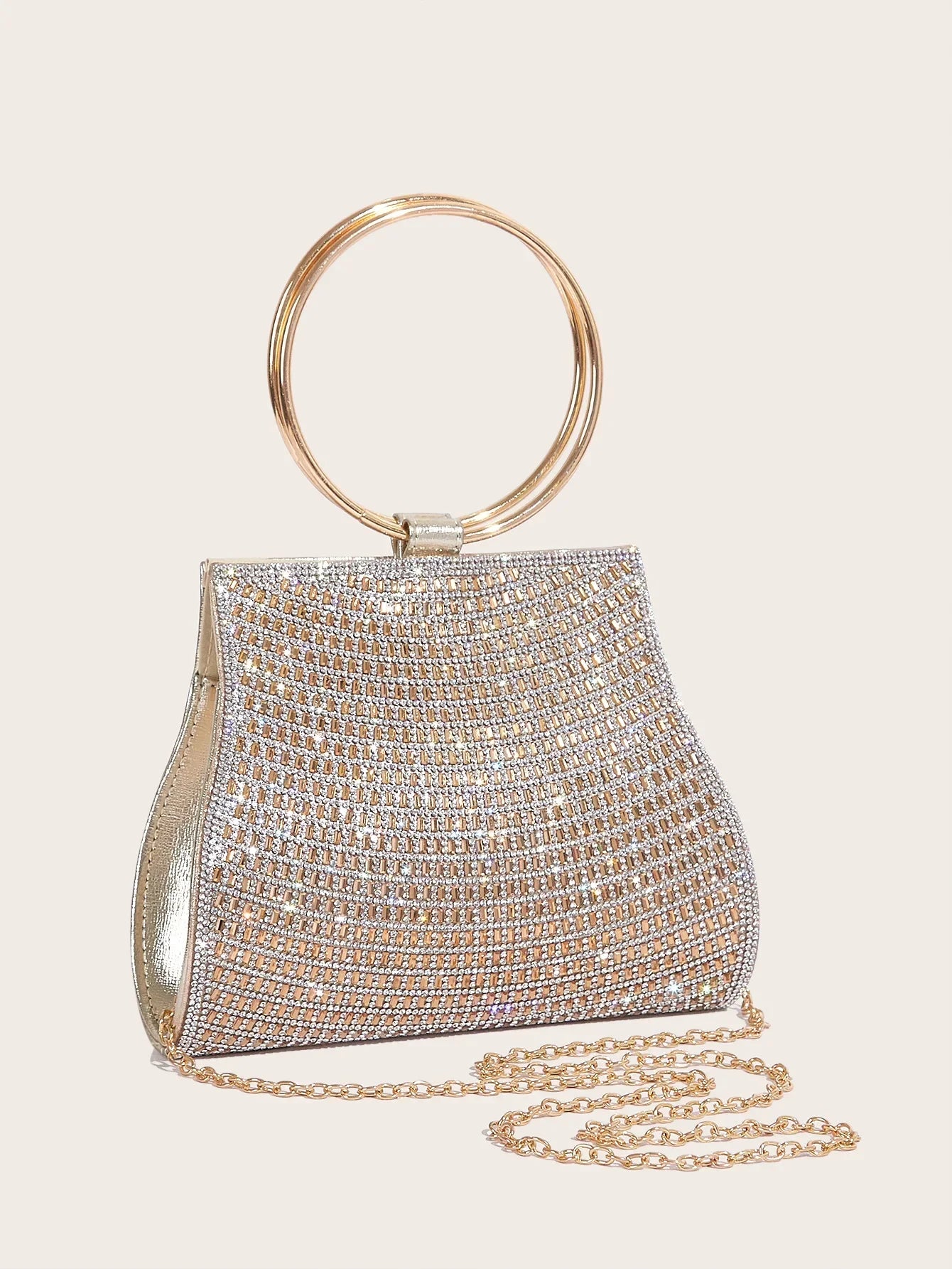 Mala com Alça de Corrente, Bolsa de Ombro Brilhante