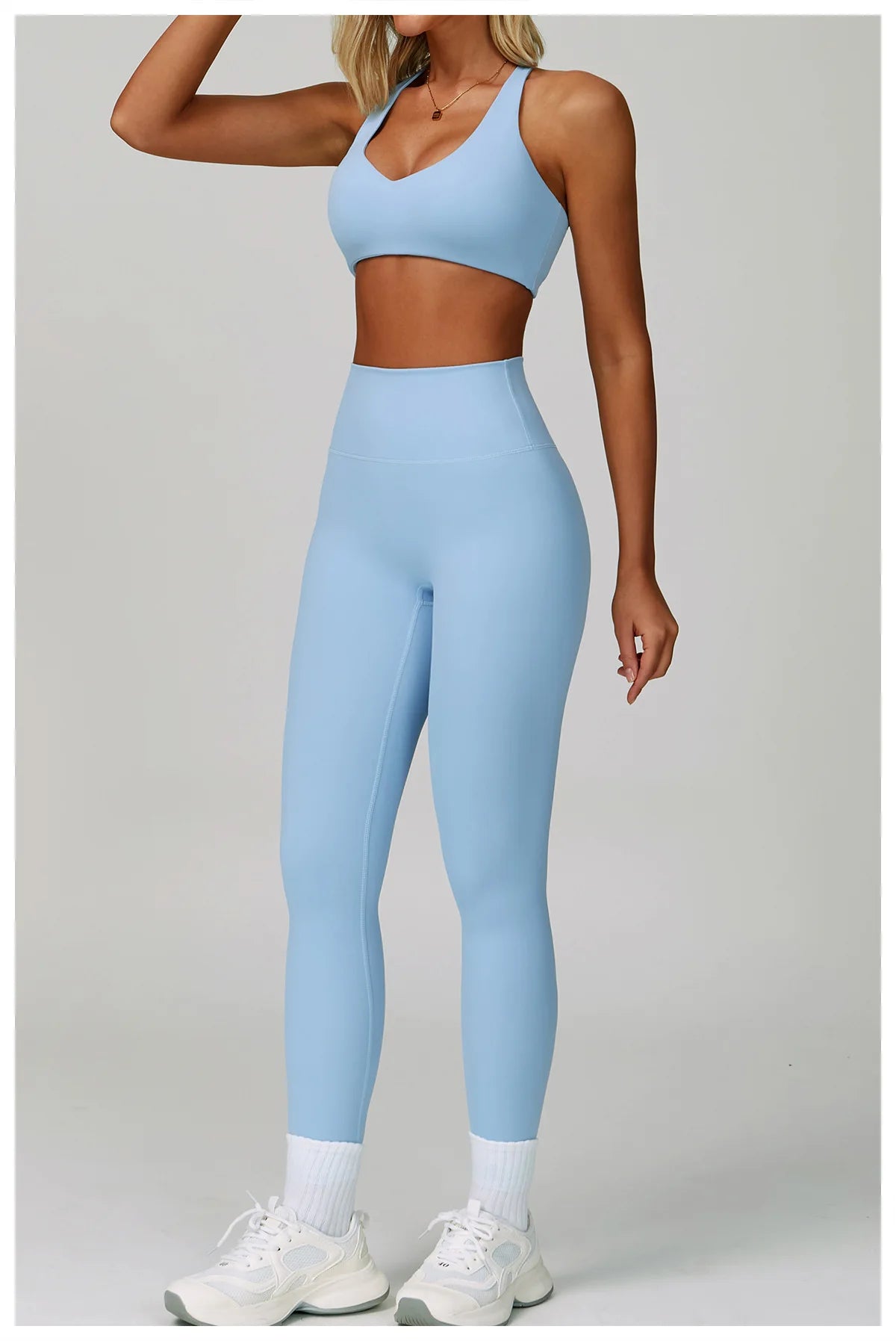 Conjunto de Yoga 2-3 Peças  — Leggings ou Calções de Cintura Alta