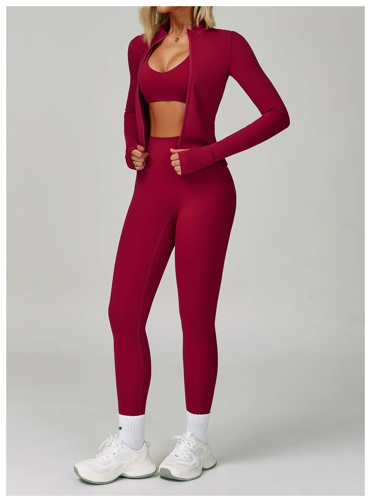 Conjunto de Yoga 2-3 Peças  — Leggings ou Calções de Cintura Alta
