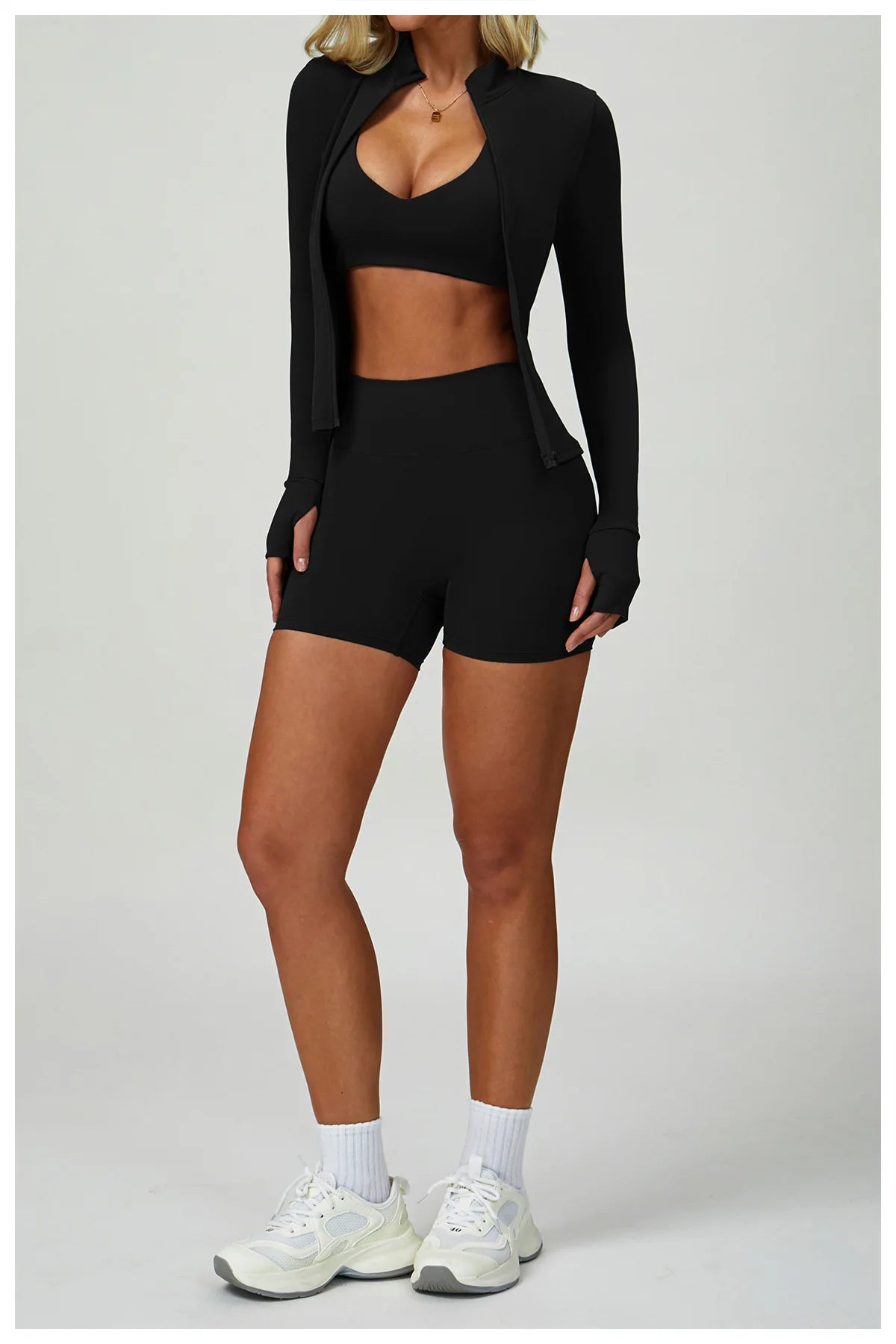Conjunto de Yoga 2-3 Peças  — Leggings ou Calções de Cintura Alta