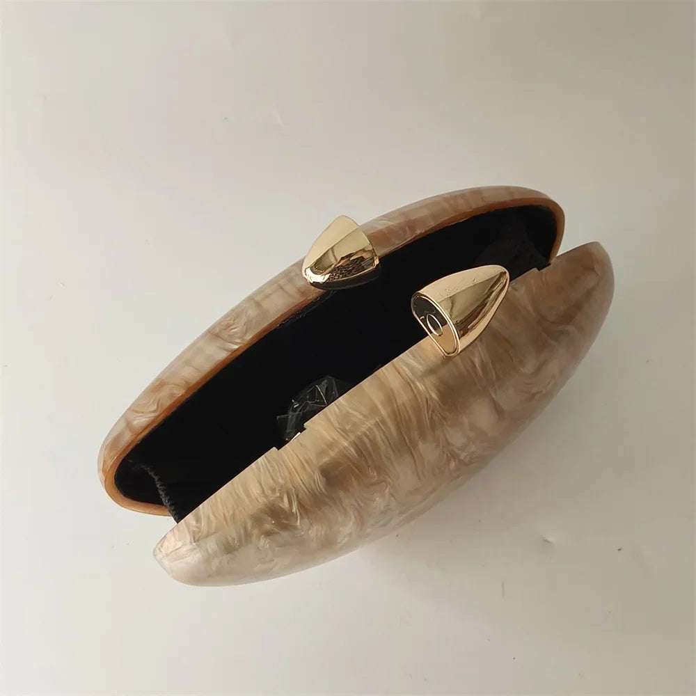 Bolsa de Acrílico com Efeito Mármore Pérolado, Estilo Elegante