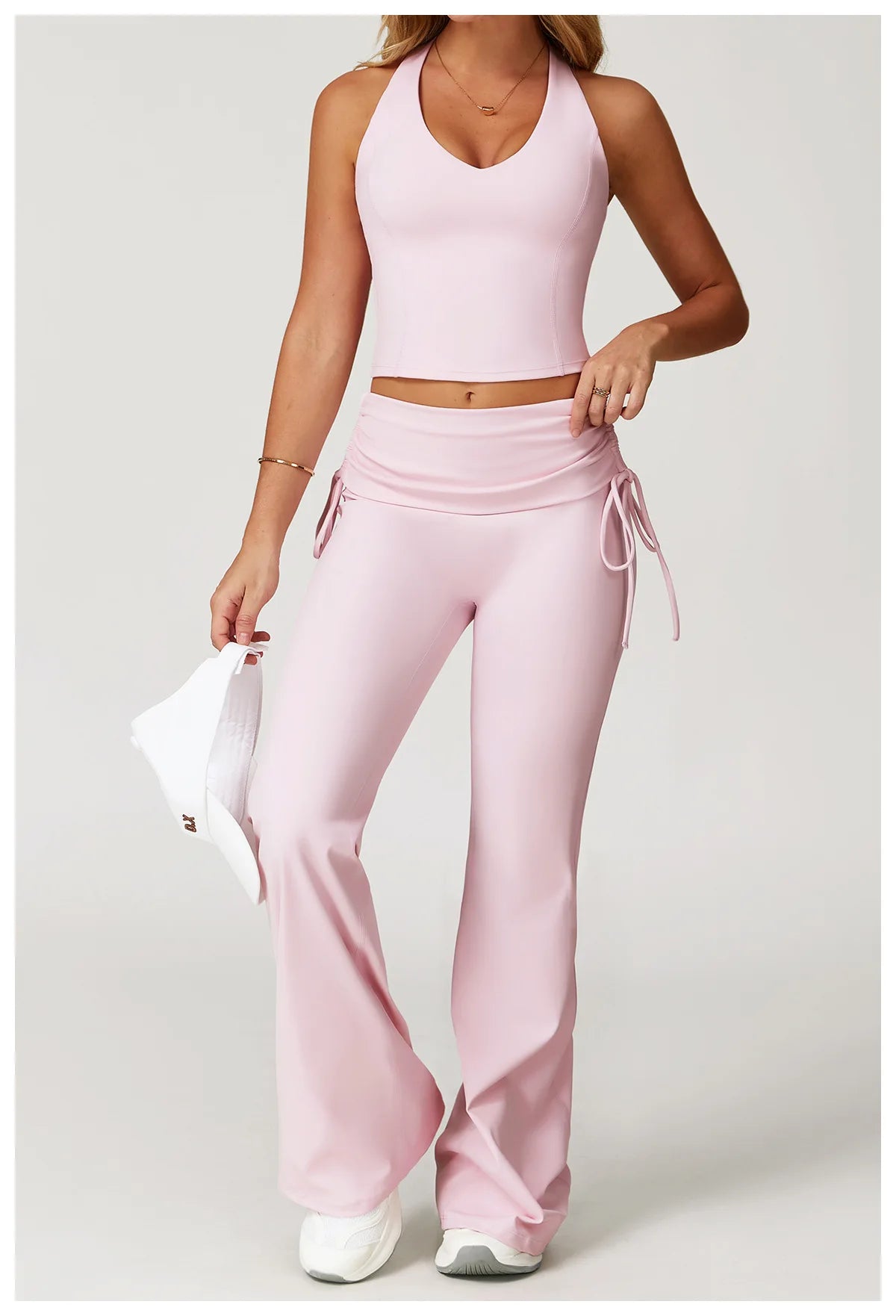 Conjunto de Yoga 2 Peças com Leggings de Cintura Alta, Sutiã Desportivo