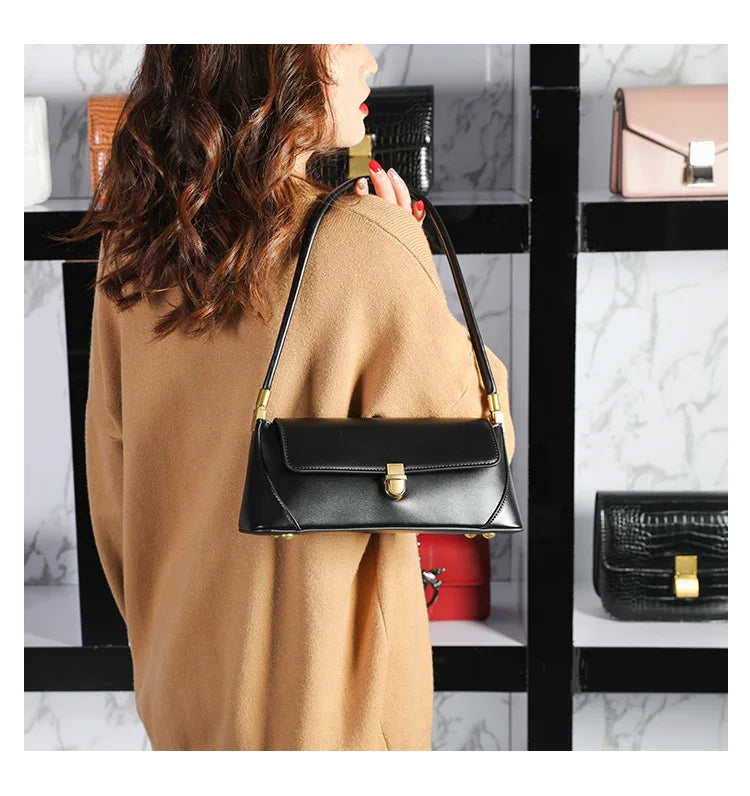 Mala de ombro estilo retro, cores lisas
