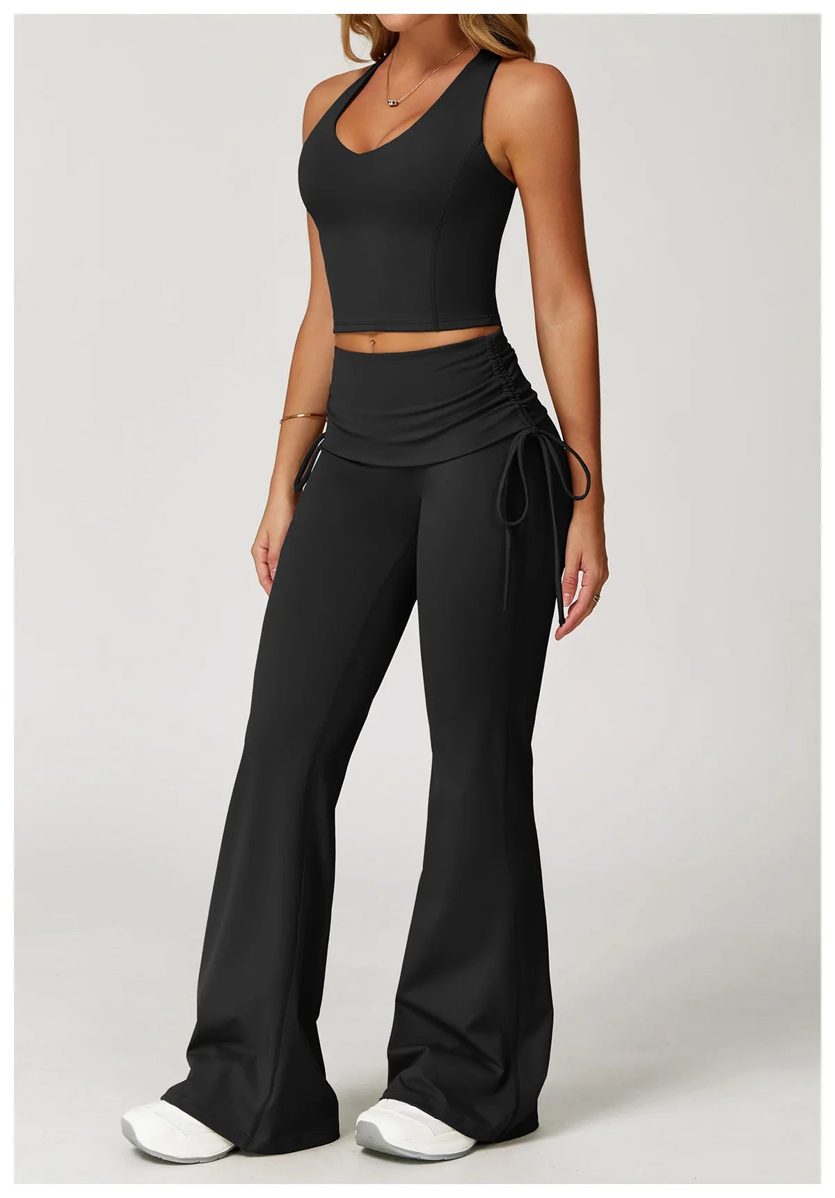Conjunto de Yoga 2 Peças com Leggings de Cintura Alta, Sutiã Desportivo