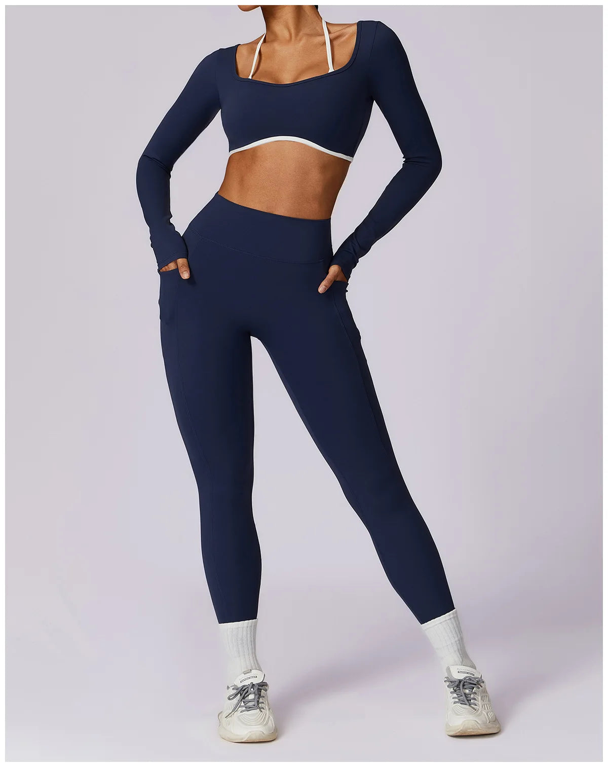 Conjunto de 2 Peças para Ginásio, Sem Costas, com Leggings de Corrida, Top de Fitness