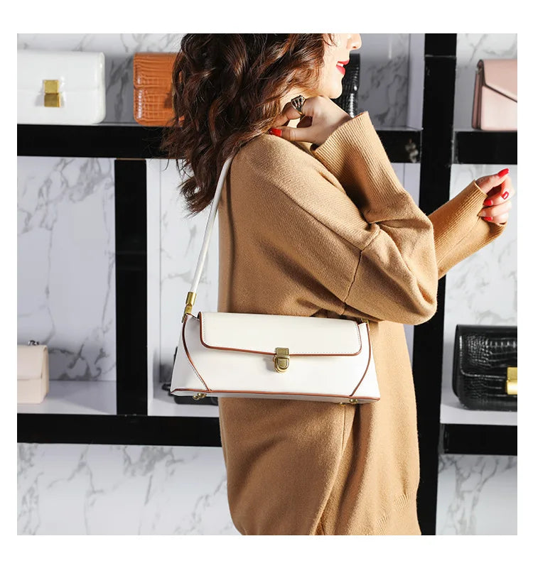 Mala de ombro estilo retro, cores lisas