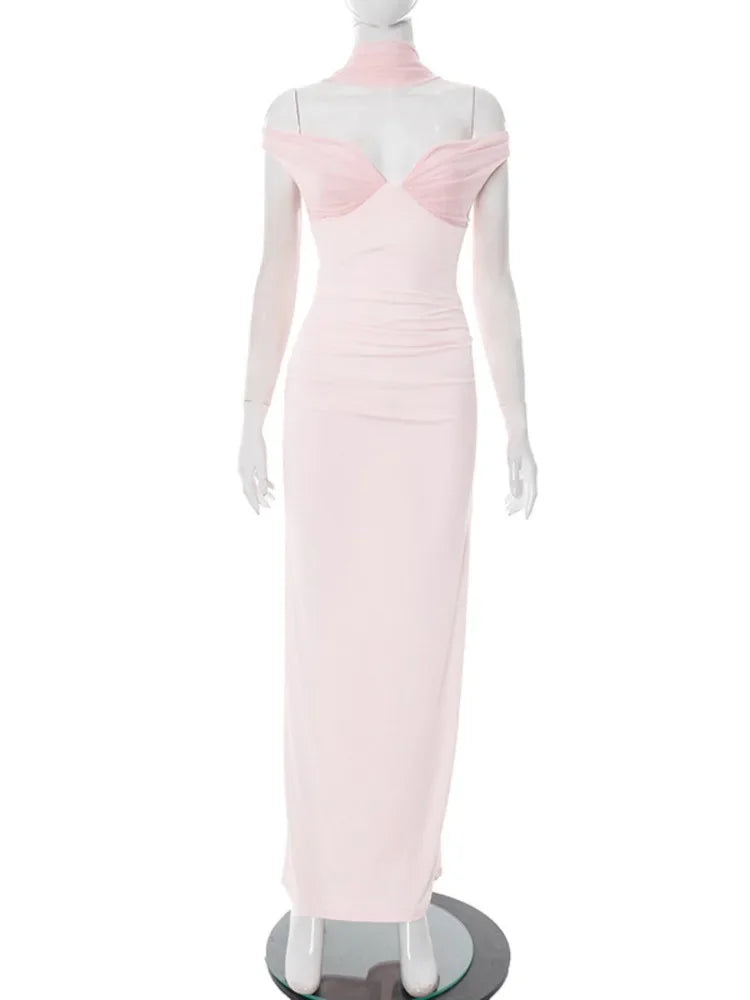 Vestido Justo Longo, Elegante, Ombros Descobertos, Sem Costas, Elegante