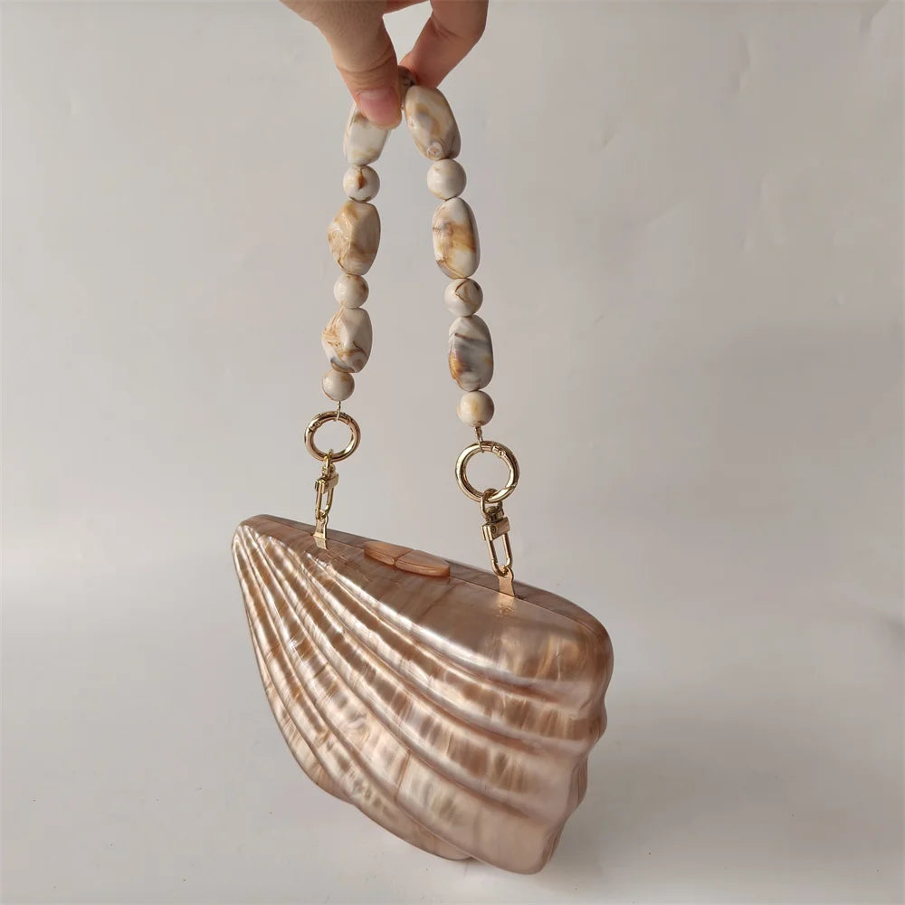 Bolsa de Acrílico Mármore Pérola Designer de Luxo