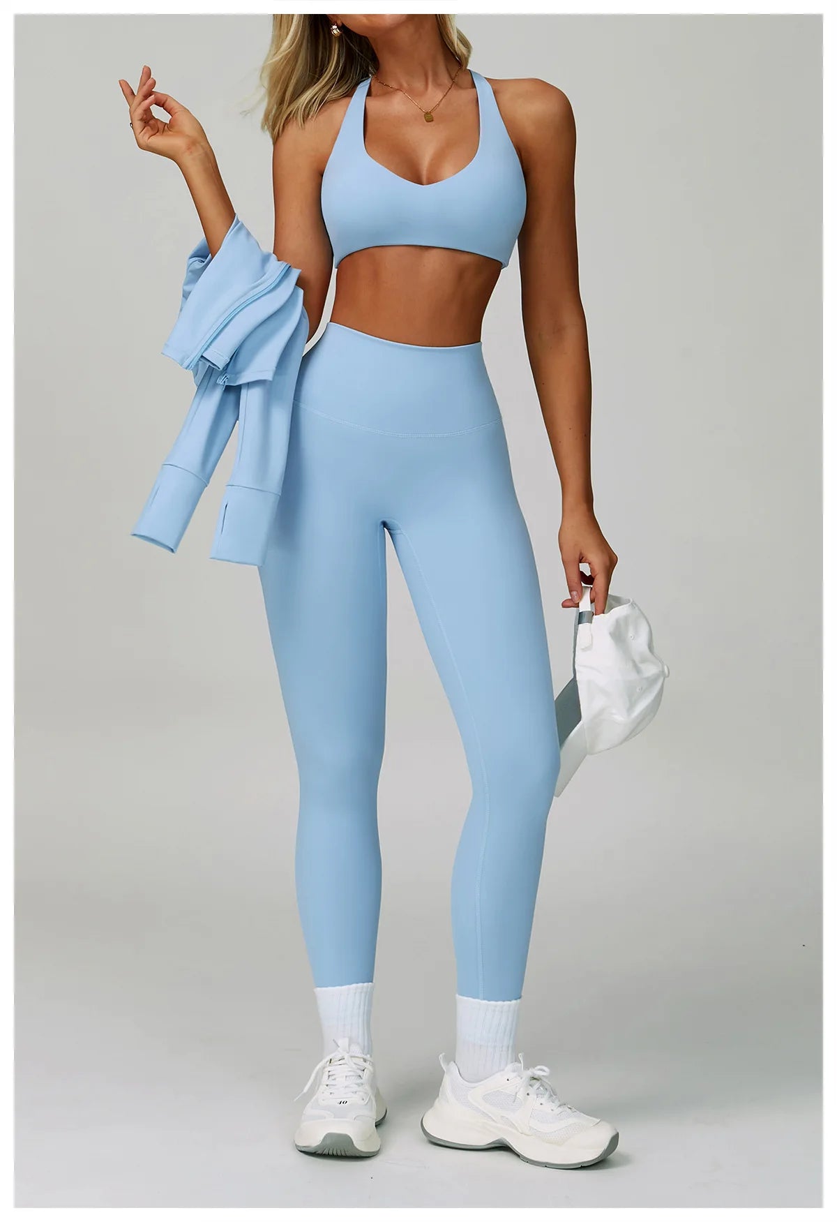 Conjunto de Yoga 2-3 Peças  — Leggings ou Calções de Cintura Alta