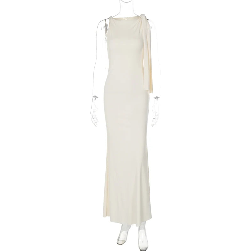Vestido Longo e Justo, com Decote Redondo, Sem Mangas, Sexy e Elegante