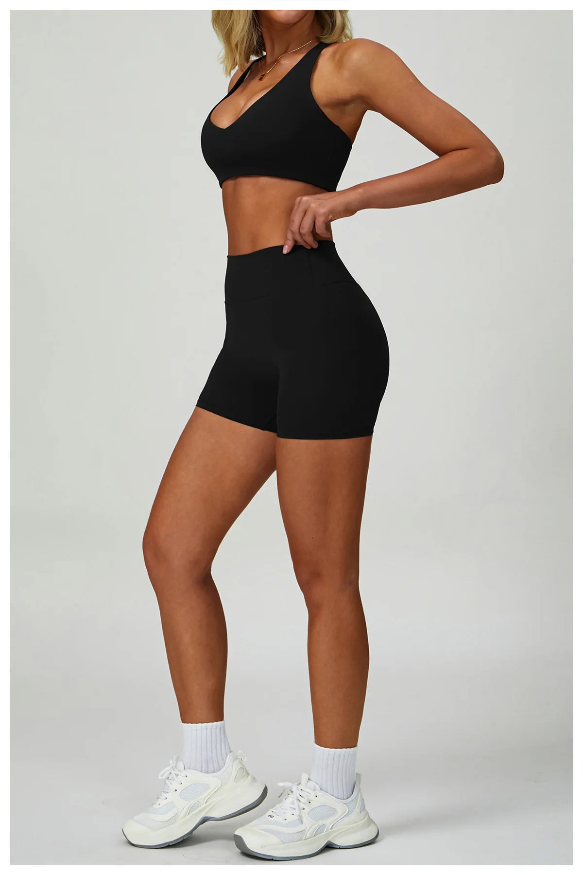Conjunto de Yoga 2-3 Peças  — Leggings ou Calções de Cintura Alta