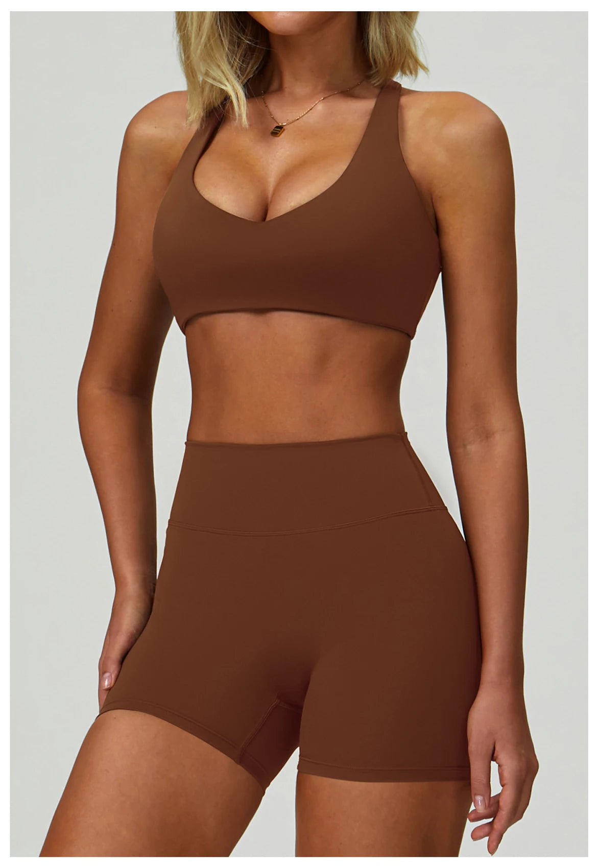 Conjunto de Yoga 2-3 Peças  — Leggings ou Calções de Cintura Alta