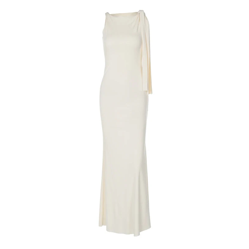 Vestido Longo e Justo, com Decote Redondo, Sem Mangas, Sexy e Elegante