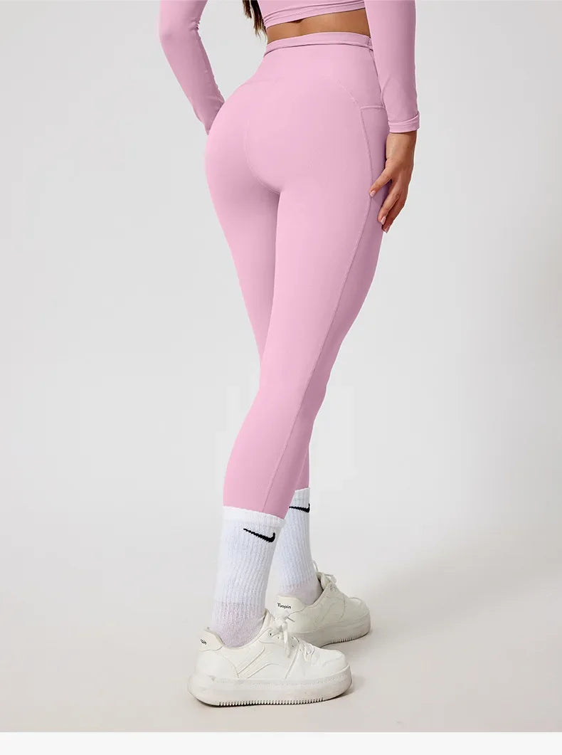 Conjunto de Yoga Sem Costuras Desportivo Calça e Blusa de Manga