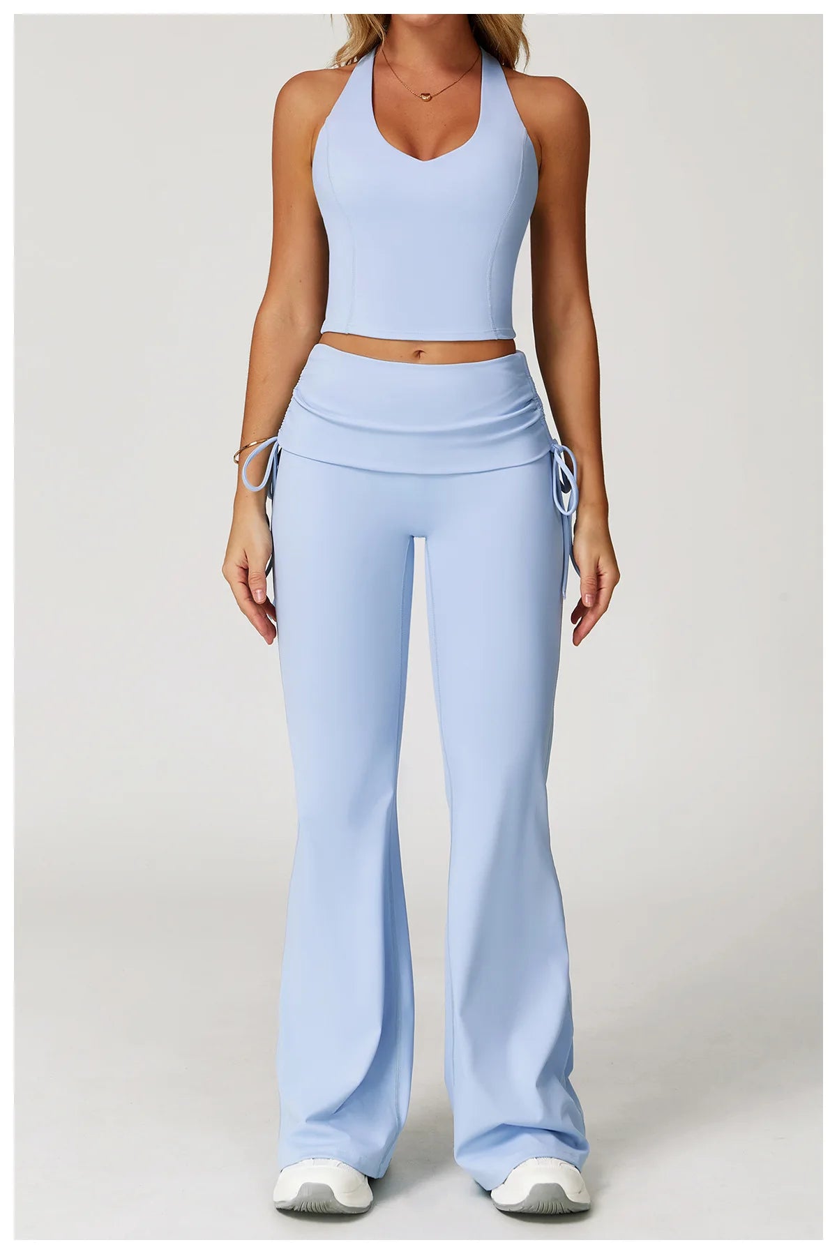 Conjunto de Yoga 2 Peças com Leggings de Cintura Alta, Sutiã Desportivo