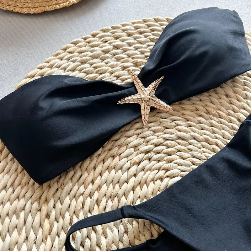 Conjunto de biquíni 2 peças sem alças com estrela do mar