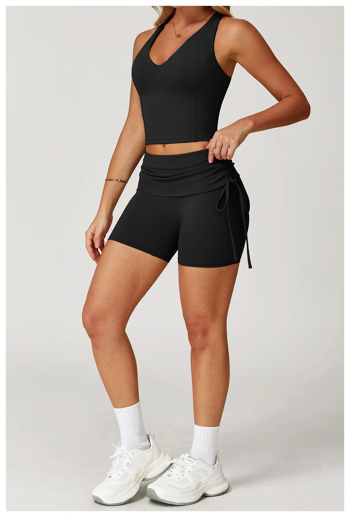 Conjunto de Yoga 2 Peças com Leggings de Cintura Alta, Sutiã Desportivo