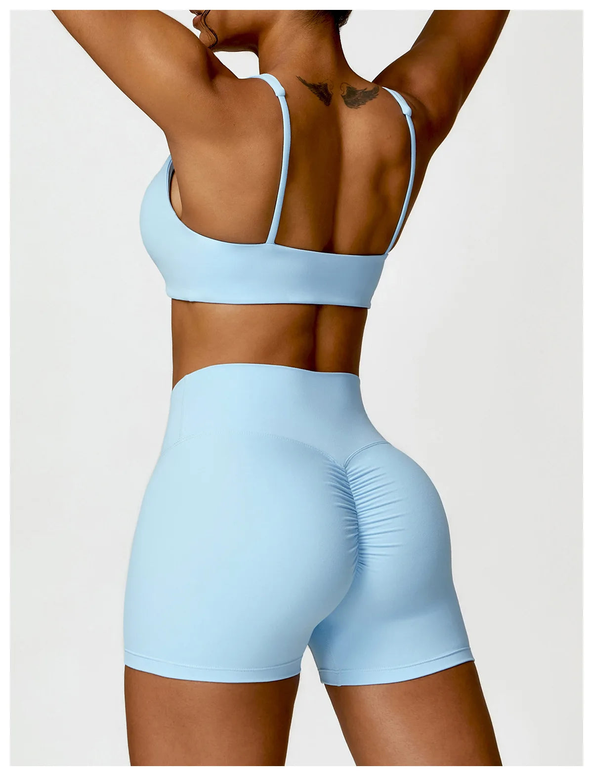 Fato de Treino  2 Peças com Leggings de Ginásio, Top Curto de Manga Comprida