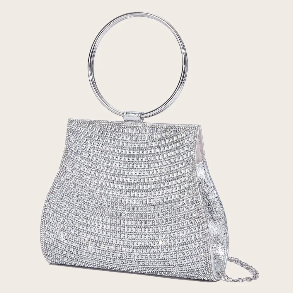 Mala com Alça de Corrente, Bolsa de Ombro Brilhante